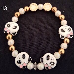 Kids Emoji Bead Bracelet - Gold and White
